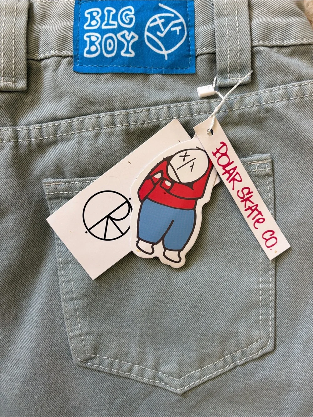 Polar Skate Co Big Boy Shorts Streetwear Cotton Denim XL Light Blue NWT
